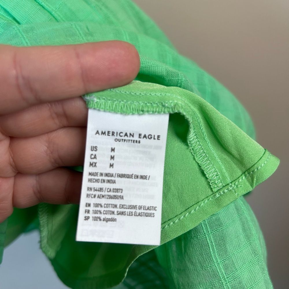American Eagle Green Sleeveless Smocked Mini Summer Dress Size Medium - Picture 5 of 9